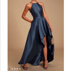 Broadway Show Navy Blue High-Low Maxi Dress